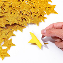 300 PCS Glitter Foam Star Stickers, Gold & Silver 4 Sizes Star Glitter Foam Stic
