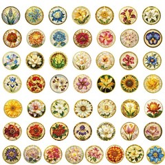 50PCS Flowers Sticker Hot Stamping Gold Pattern Style Streetwear Phone Luggage P