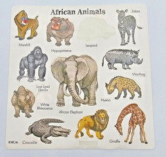 VTG AGC African Animal Stickers Wildlife Safari Elephant Leopard Zebra Gorilla