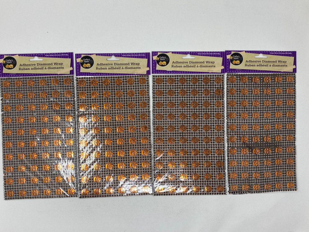 Halloween Scrapbooking Pumpkin Adhesive Diamond Wrap 4 pc 6×10″ Crafters Square