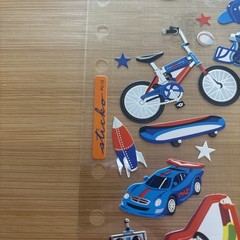 Vtg Sticko Stickers Boy Hobbies Sports Cars Rocket Bike Helmet Boat Skateboard