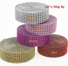 4.5″ 30ft yard Diamond Mesh Rhinestone Ribbon Crystal Wedding Wrap Multi Colors