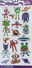 Sticko Alien Characters Puffy Stickers Planner Supply Crafts Scrapbook Space