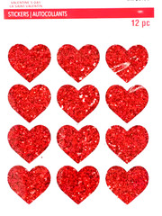 Heart Hearts Love Valentine’s Day Red Chunky Glitter Recollections Stickers