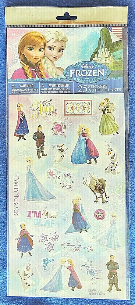 Frozen Anna & Elsa 25pc Stickers Disney Olaf Snow Queen Family Forever Moose NIP