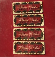 WARM WISHES Dimensional Stickers(4pc) Michaels•Christmas•Holly•Holiday•Lables