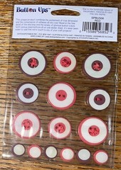New Sticko Button Up 15 Photo Safe Red Adhesive Buttons Scrapbook Stickers Card