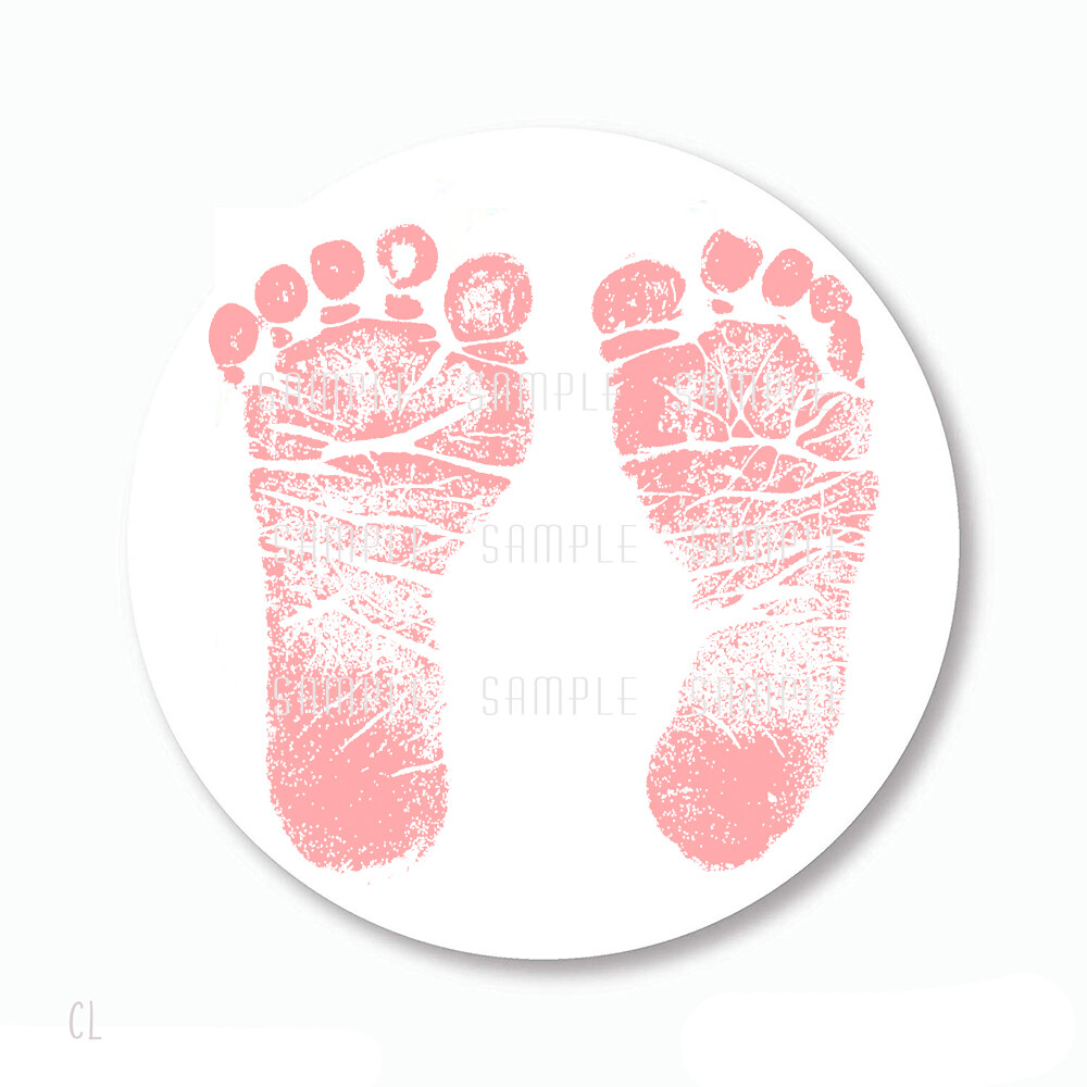 48 BABY FEET GIRL SHOWER ENVELOPE SEALS LABELS SCRAPBOOK STICKERS 1.2″ ROUND