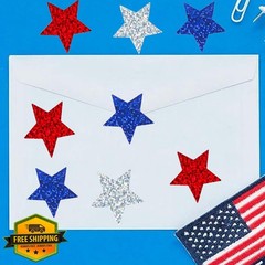 RUPOFUZA 500 Pcs Christmas Star Stickers Red White Blue