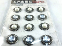 Antique Silver Clear Bling Brads 12pc The Paper Studio 5/8″ Junk Journal Crafts