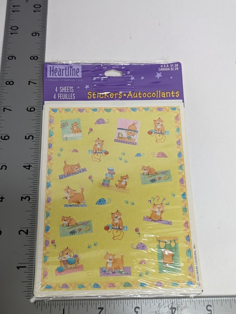 Heartline Hallmark Cat Stickers – Cartoon Cats – New & Sealed, 4-Sheets