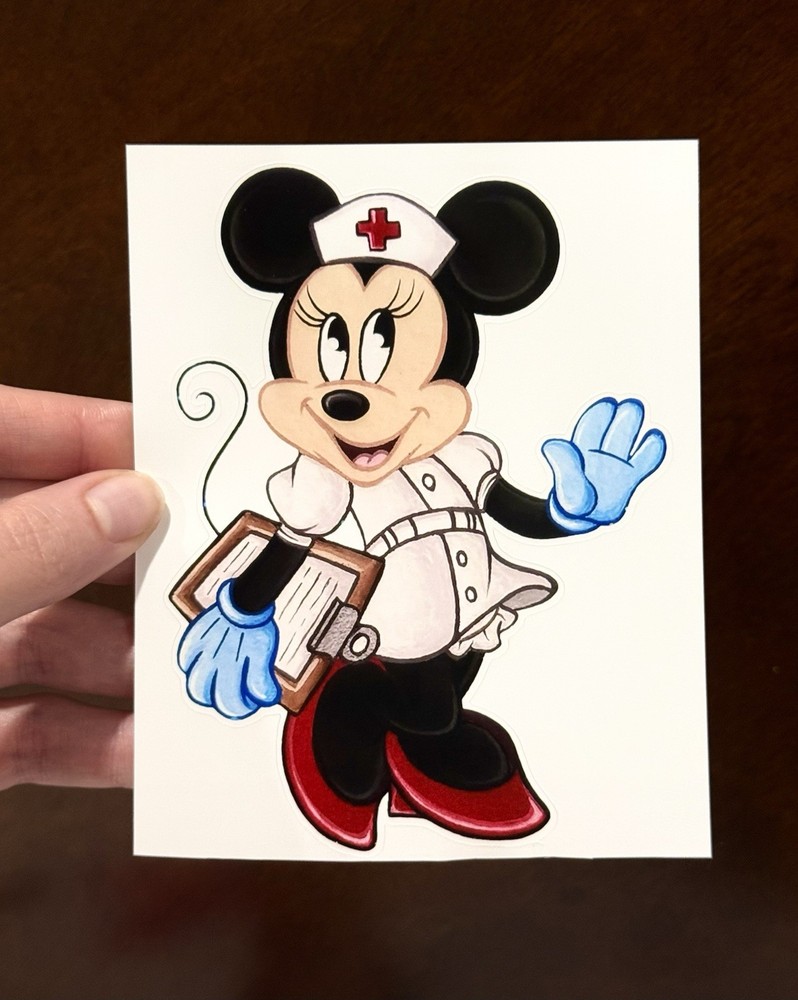 Jumbo 4 3/4” Disney Nurse Minnie Mouse Healthcare Sticker