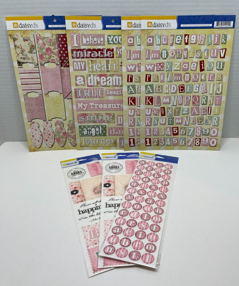 Girly Themed Lot of Scrapbooking Stickers-7 Pages-NEW