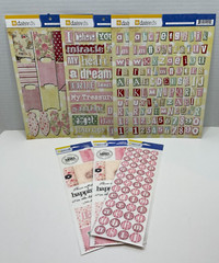 Girly Themed Lot of Scrapbooking Stickers-7 Pages-NEW
