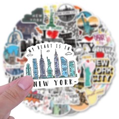 50 PCS New York Travel World Stickers NYC City Stickers Vintage Waterproof Vinyl