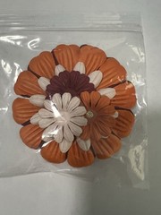 Flower Petals, Maroon, Orange & Ivory with Rhinestone Embelishment (B37)