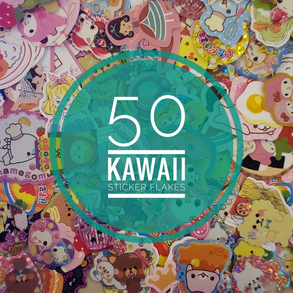 50 Japanese Sticker Flakes – Sanrio San-X Kamio Crux PoolCool MindWave Q-Lia
