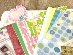 Baby Scrapbooking Lot Girl/Boy Memory Kit Pink Blue Yellow Green Pastels Memorie