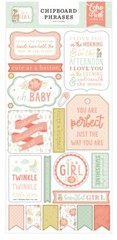 Echo Park Paper IT’S A GIRL Baby Shower 6×13 Sheet of Chipboard Phrases