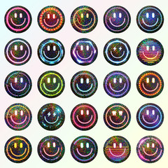 50PCS Smiling Glitter Neon Stickers, Cute Water Bottle Stickers for Kids, for Te