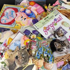 Ephemera Cutouts Greeting Card Fronts Lot Scrapbook Junk Journal Multi Color