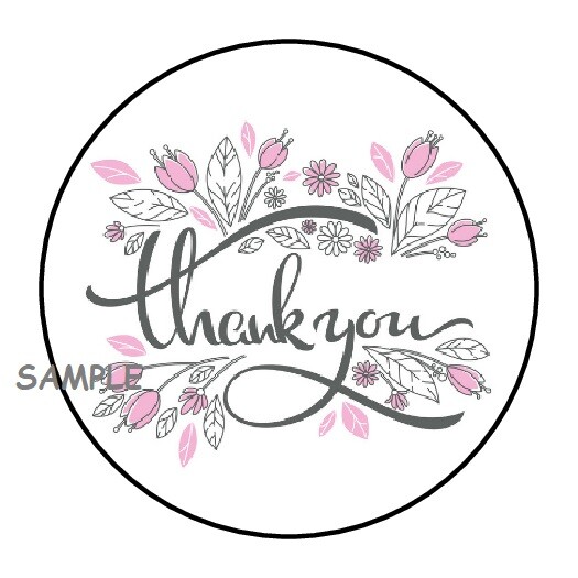 30 THANK YOU FLORAL ENVELOPE SEALS LABELS STICKERS 1.5″ ROUND FLOWERS GIFTS