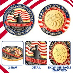 New Kigeli 48 Pcs Veterans Military Challenge Coin with Protective Box Thank You
