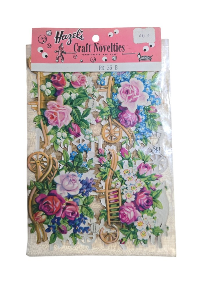 Rare Vintage PZB 1348 Flowers Roses Embossed Dye Cut Paper Scraps Germany