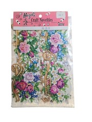Rare Vintage PZB 1348 Flowers Roses Embossed Dye Cut Paper Scraps Germany