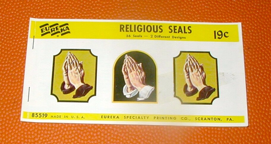Eureka vintage religious seals holiday stickers brand new old store stock