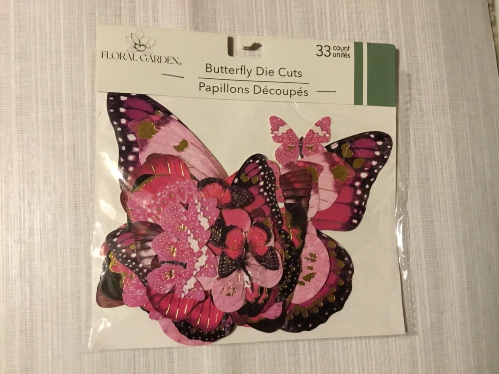 Floral Garden diecut butterflies 33 U choose pink gold or green + 40 «antenna»