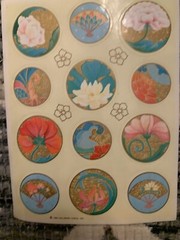 Lot Of 3 Vintage 1984 Hallmark Stickers Fan Lotus 3 Loose Sheets Pastel Round