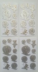 Set of 4 sheets of vintage introduct glitter stickers «Q» discontinued Germany