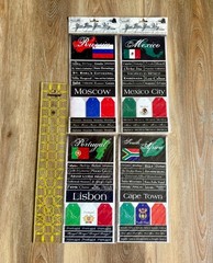 4 Sheets Travel stickers, Scrapbooking – Russia, South Africa, Mexico, Portugal
