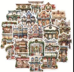 10pcs Christmas Storefront Stickers- Scrapbook, Journal, DIY Crafts & Cards