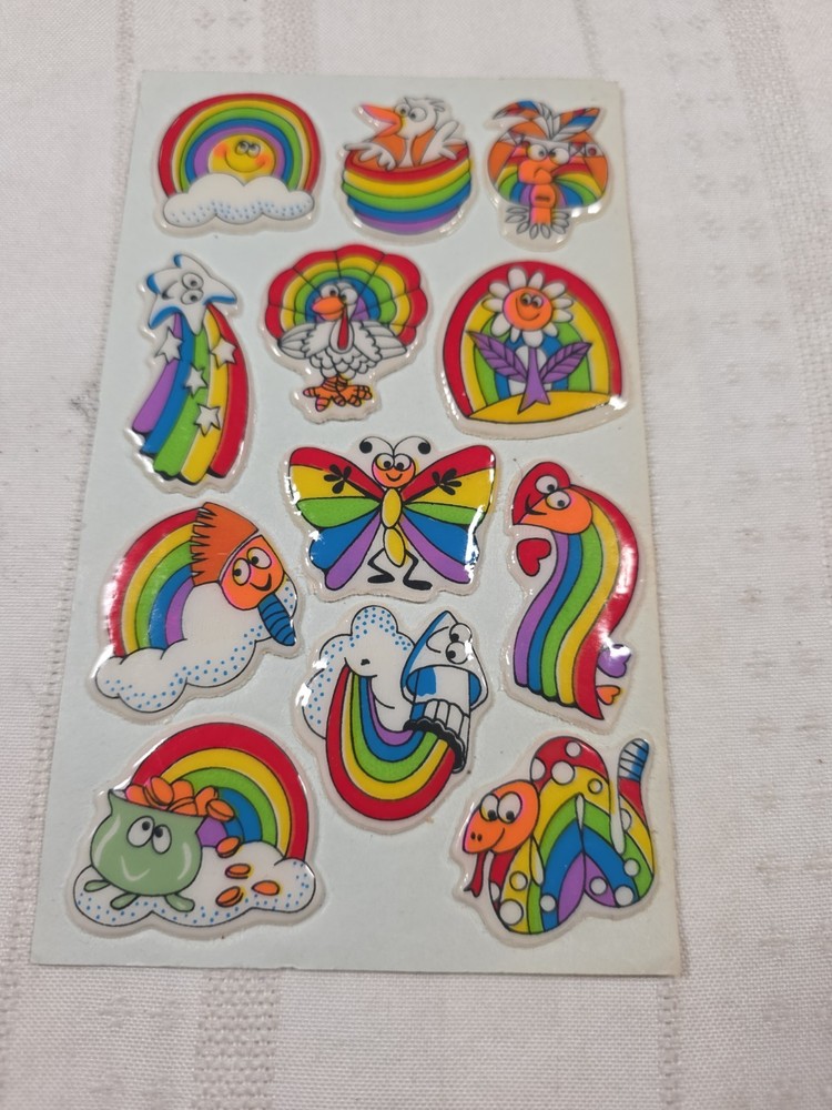 Vintage 80s! Russ Puffy Stickers- Rainbow, Star, Heart, Bird, Butterfly, Retro