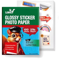Glossy Sticker Photo Paper 8.5×11 – 100 Sheets