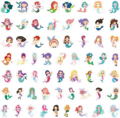 60Pcs Cute Mermaid Princess Stickers for Water Bottles, Laptops, Scrapbooks