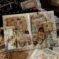 30/pk NOTES Vintage Scrapbook Kit Papers Stickers Ephemera Cutouts Junk Journal