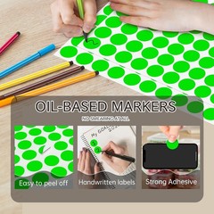 1050 Pack of 3/4 Inch Fluorescent Green Coding Circle Stickers for Easy Organ…