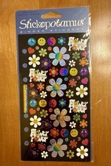 vintage stickopotamus * flower power peace happy * binder stickers – nip