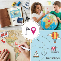 280 Pcs Map Stickers, Self-Adhesive Map Location Markers Stickers, Colorful Peel