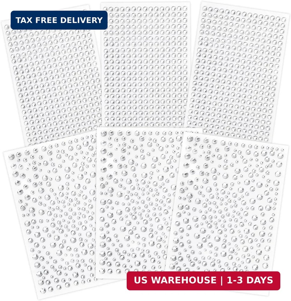 Clear Rhinestones Stickers, 2100pcs Self Adhesive Rhinestones for Face, Bling Je
