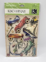 K & Company Hopscotch Grand Adhesions Dimensional Stickers Vehicles Multicolor