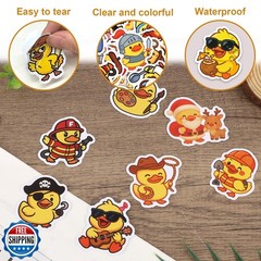 50pcs Duck Sticker for Kid, 50 Style Cute Animals Stickers Yellow Duck Occupa
