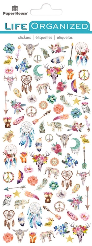 Scrapbooking Stickers Crafts PH Micro Mini Free Spirit Southwest Feathers Skulls