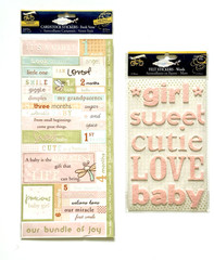 Baby Newborn 1st Year Girl Stickers – Snugglebug – Felt & Cardstock – Lot 0f 2