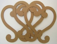 {4} HEART SCROLL – Decorative Accent Flourish – Chipboard Die Cuts – 5″ inch