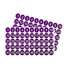 2 Sheets Round Number Stickers, 1-50 Consecutive Number Labels, Purple(1″ Each)