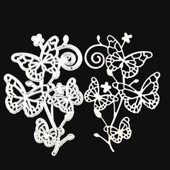 Silver Butterfly Metal Die Cuts Flower for Butterfly Lace Border Carbon Steel Cu